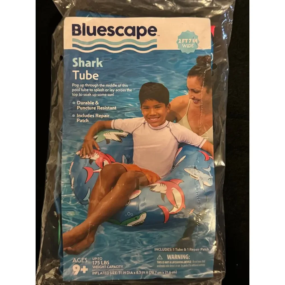 Bluescape Shark Inflatable Swim Tube - Pool Float for Ages 9 & Up New in Bag